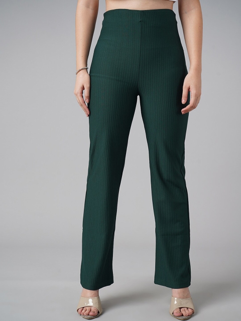 

DressBerry Women Green High-Rise Trousers