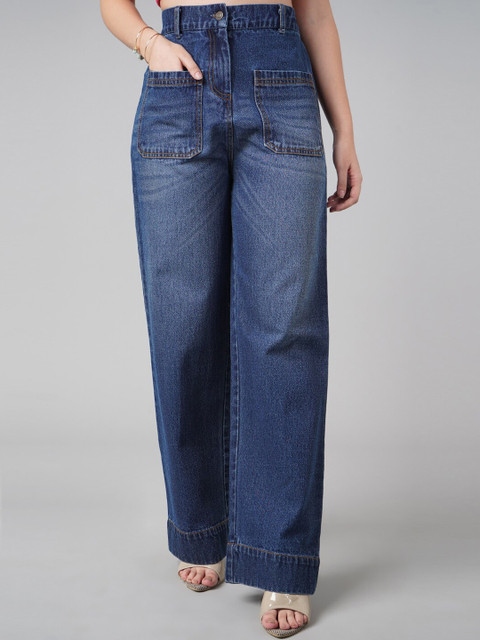 

DressBerry Women Blue High-Rise Trousers