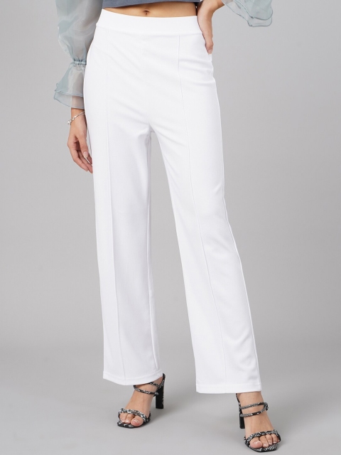 

DressBerry Women White High-Rise Trousers