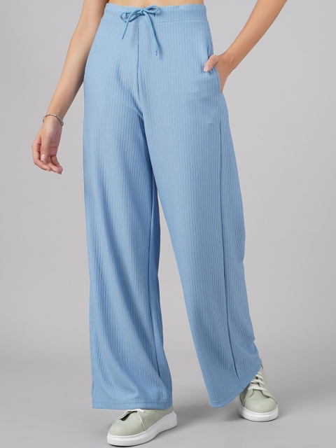 

DressBerry Women Blue High-Rise Drawstring Trousers