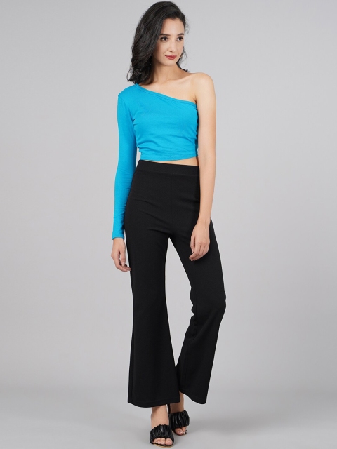 

DressBerry Women Black High-Rise Bootcut Trousers