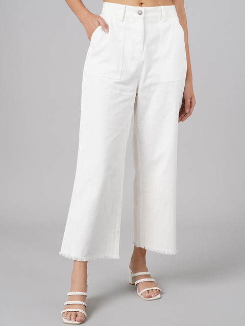 

DressBerry Women White High-Rise Trousers