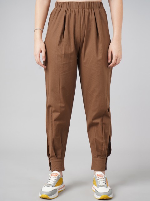 

DressBerry Women Brown High-Rise Joggers Trousers