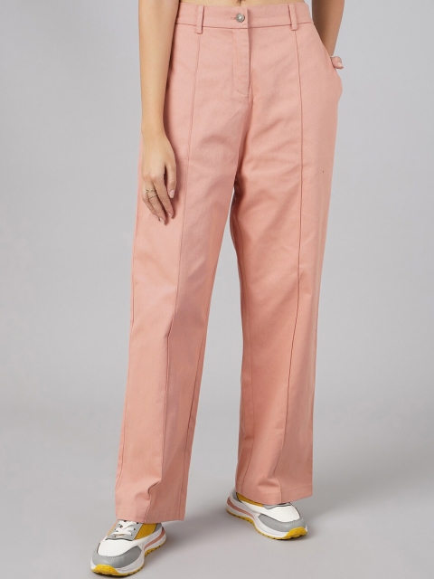 

DressBerry Women Pink High-Rise Pleated Trousers