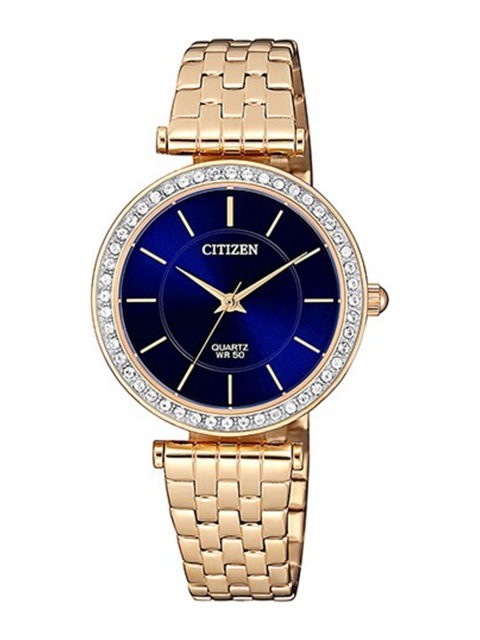 

Citizen Women Blue Mother of Pearl Dial & Rose Gold Toned Stainless Steel Bracelet Style Straps Analogue Watch