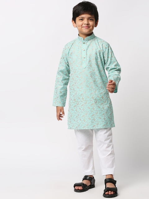 

MEWAR Boys Green Ethnic Motifs Printed Kurta with Pyjamas