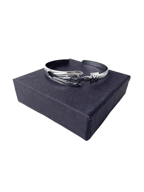 

YOUSTYLO Unisex Silver-Toned Silver-Plated Kada Bracelet