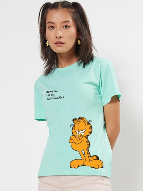 

Bewakoof Women Blue Printed Loose T-shirt