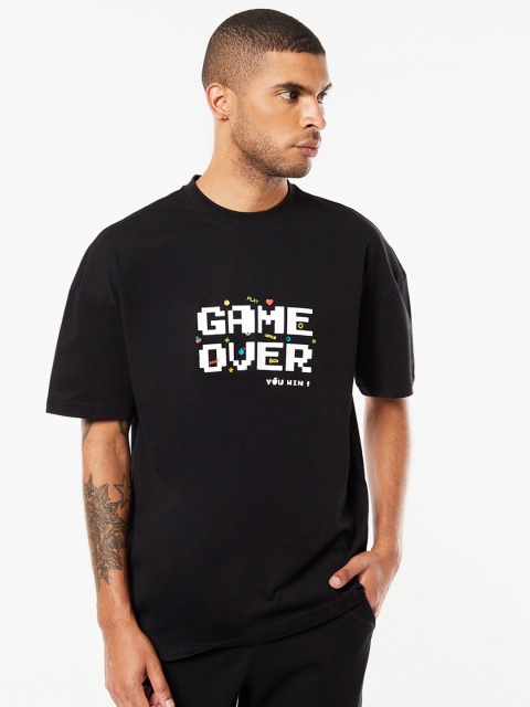 

Bewakoof Men Black Printed Oversized T-shirt