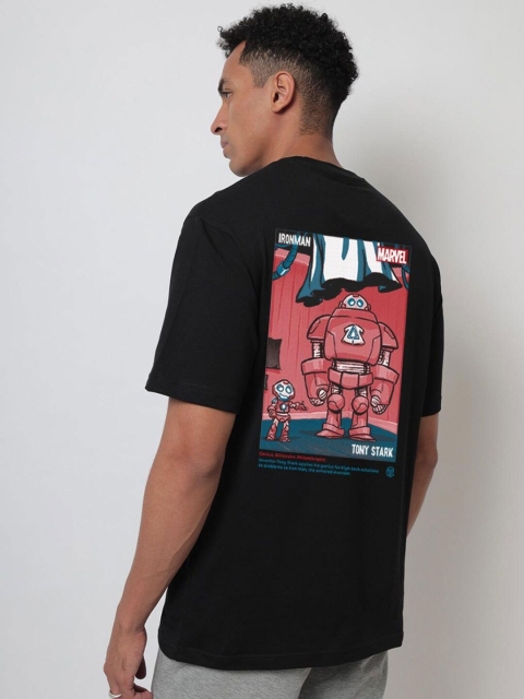 

Bewakoof Men Black Iron Man Printed Oversized T-shirt