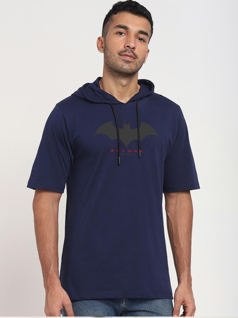 

Bewakoof Men Navy Blue & Grey Batman Printed Oversized T-shirt