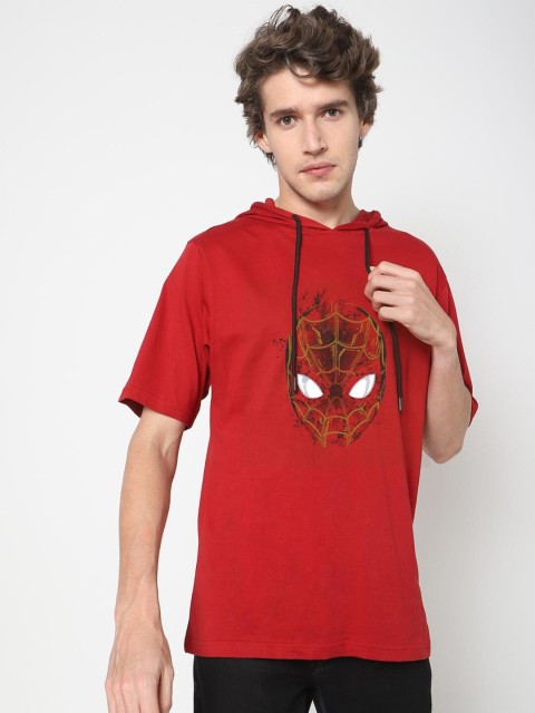 

Bewakoof Men Red & White Printed Loose T-shirt