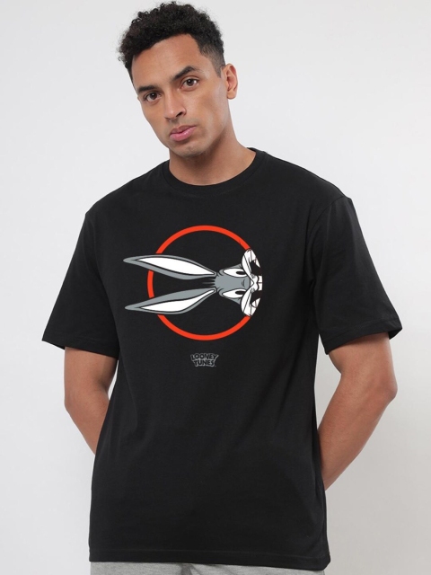

Bewakoof Men Black & Grey Printed Oversized T-shirt