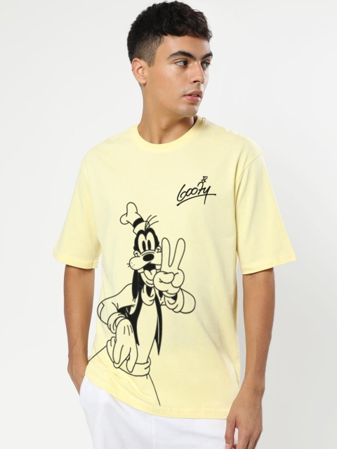 

Bewakoof Men Yellow Printed Loose T-shirt