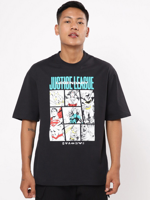 

Bewakoof Men Black & White Printed Oversized T-shirt