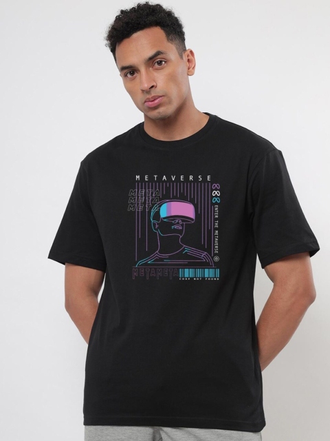 

Bewakoof Men Black Printed Oversized T-shirt