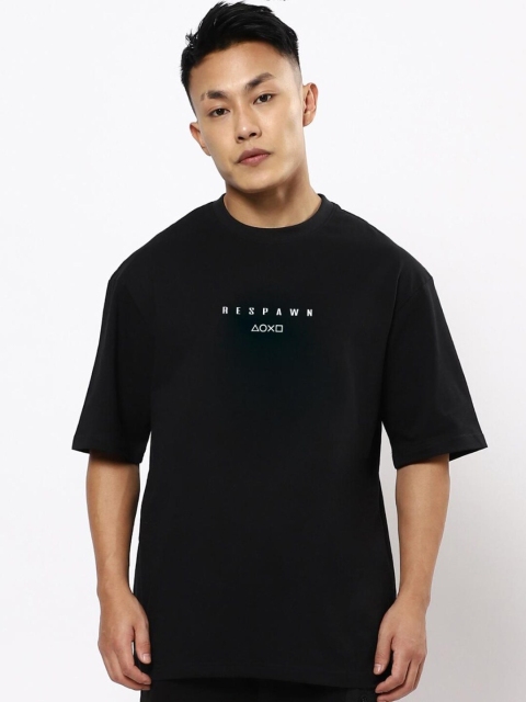

Bewakoof Men Black Typography Printed Oversized T-shirt