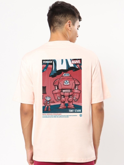 

Bewakoof Men Pink & Red Printed Oversized T-shirt