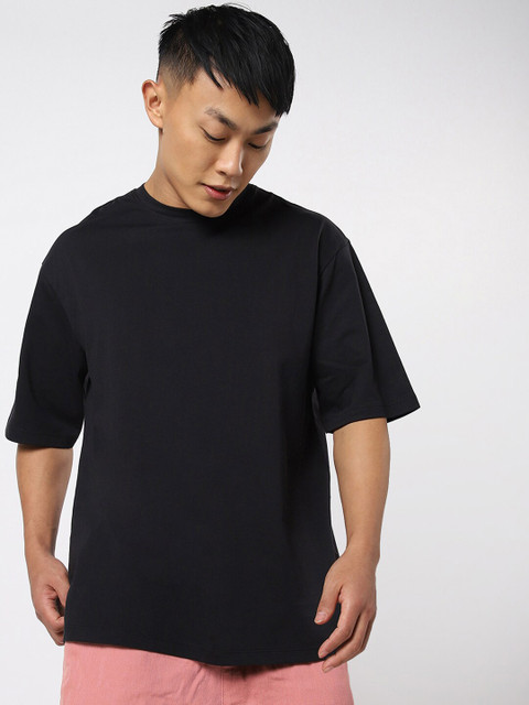 

Bewakoof Men solid Black Oversized T-shirt