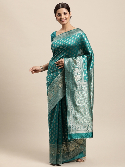 

VRSALES Green Ethnic Motifs Pure Silk Banarasi Saree