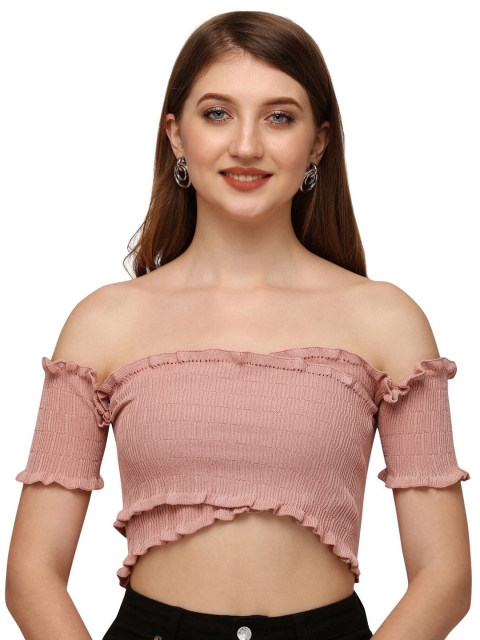 

HSR Pink Off-Shoulder Bardot Crop Top