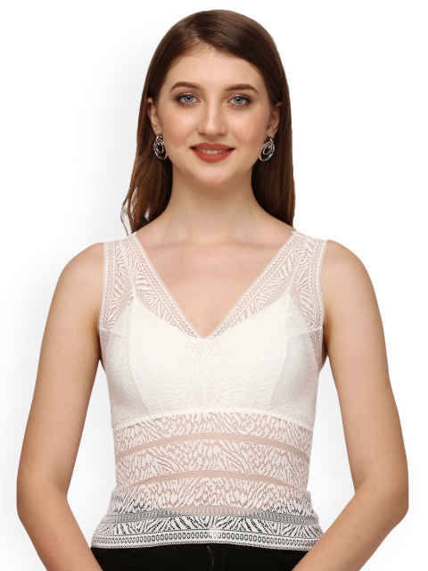 

HSR Women White Solid Padded Camisole