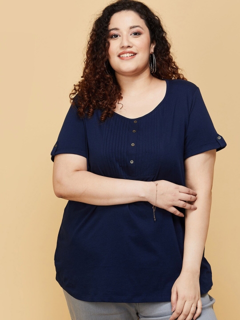 

max Women Plus Size Blue T-shirt