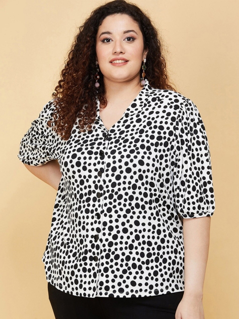 

max Women Plus Size White & Black Print Top