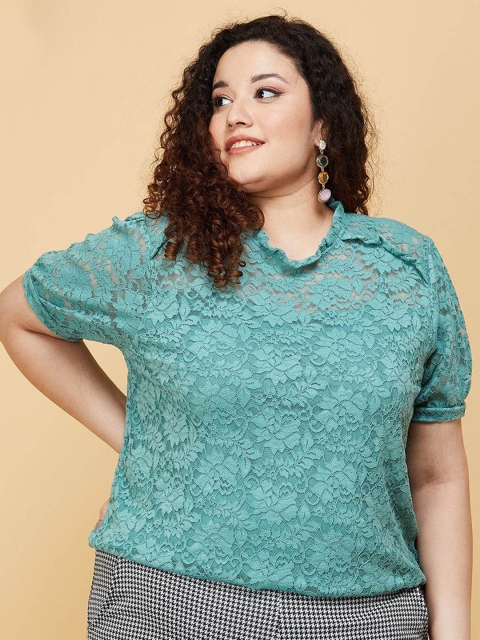 

max Plus Size Women Green Lace Top