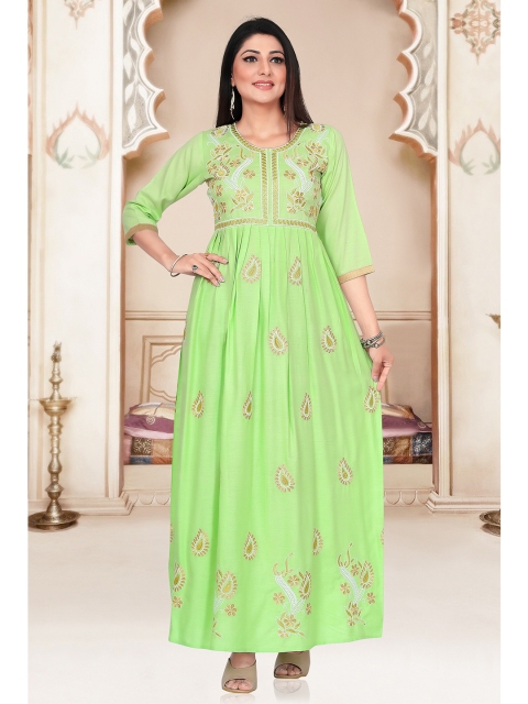 

Ayukti Sea Green Embroidered Pleated Anarkali Kurti