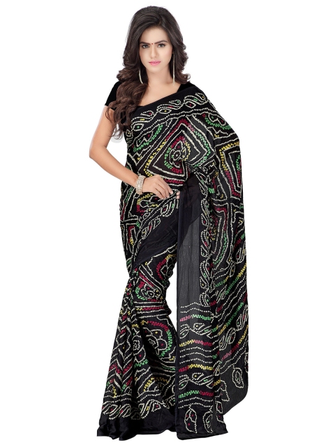 

MOKSHA DESIGNS Black & Red Bandhani Pure Georgette Bandhani Saree