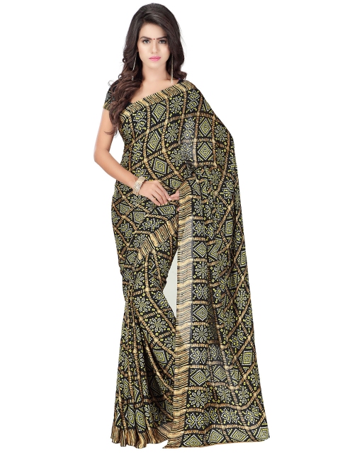 

MOKSHA DESIGNS Black & White Bandhani Pure Georgette Bandhani Saree