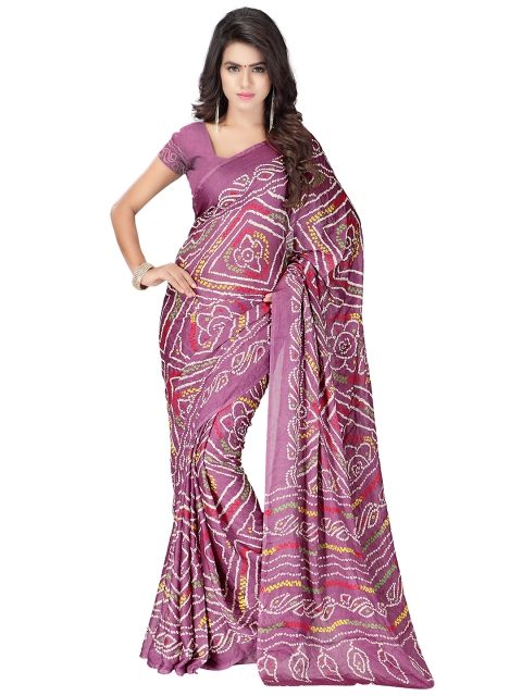 

MOKSHA DESIGNS Pink & White Bandhani Pure Georgette Bandhani Saree