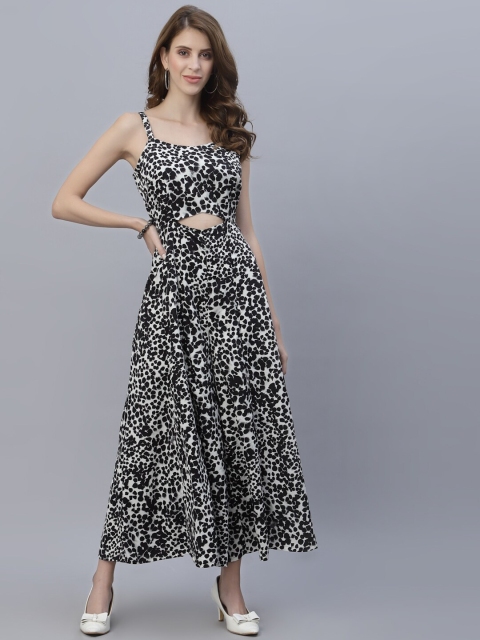 

RAASSIO Black & White Printed Capri Jumpsuit