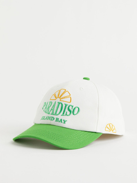 

H&M Women White & Green Cotton Twill Cap