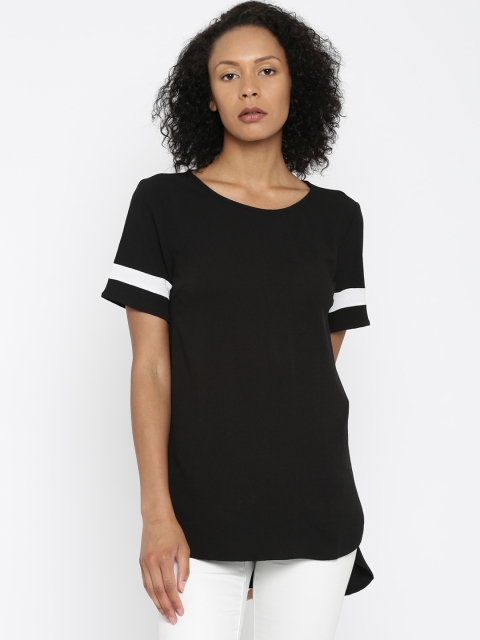 

Vero Moda Women Black Solid High-Low Top