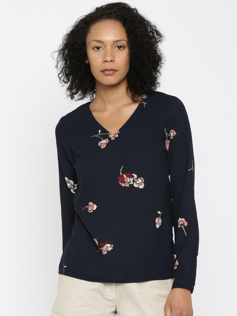 

Vero Moda Women Navy Printed Top, Navy blue
