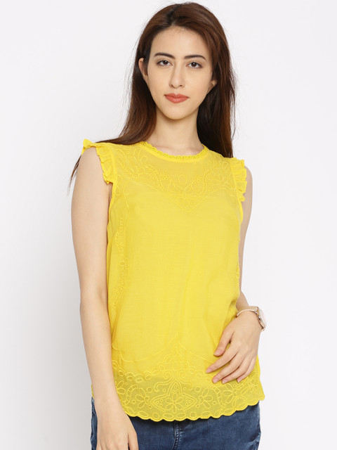 

Vero Moda Women Yellow Solid Top