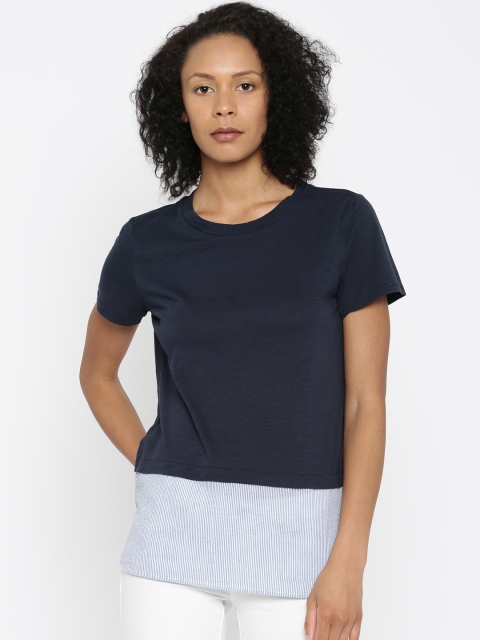 

Vero Moda Women Navy Solid Top, Navy blue