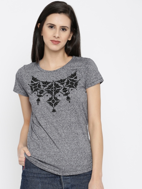 

Vero Moda Women Grey Embellished Round Neck T-Shirt