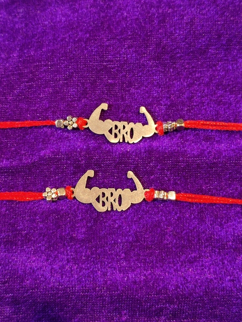 

CRAYTON Men Set Of 2 Red & Gold-Toned Embedded Rakhi