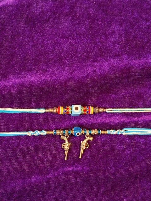

CRAYTON Men Set Of 2 Blue & Red Evil Eye Rakhi