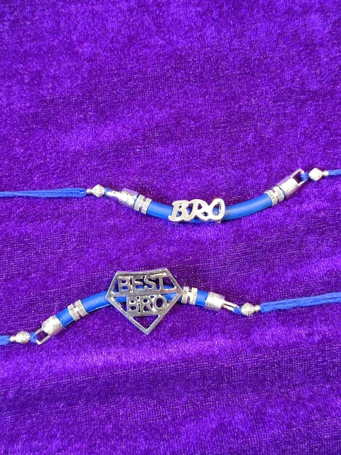 

CRAYTON Men Set Of 2 Blue Best Bro Rakhi