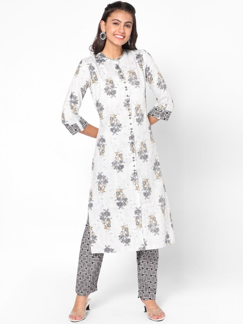 

Kiya Women White Floral Printed Kurta with Trouser