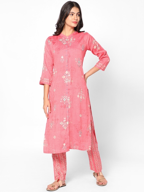 

Kiya Women Pink Ethnic Motifs Printed Kurta with Trousers