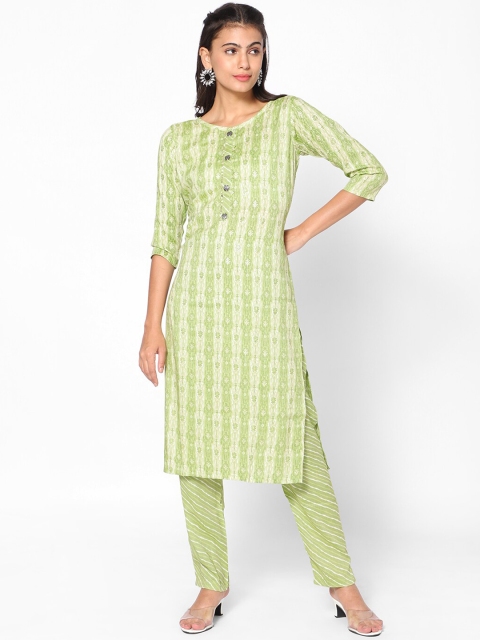 

Kiya Women Green Printed Kurta with Churidar