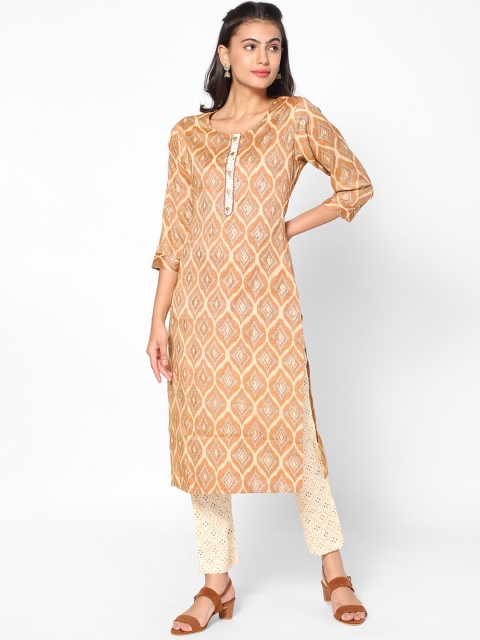 

Kiya Women Brown Ethnic Motifs Printed Kurta with Trousers