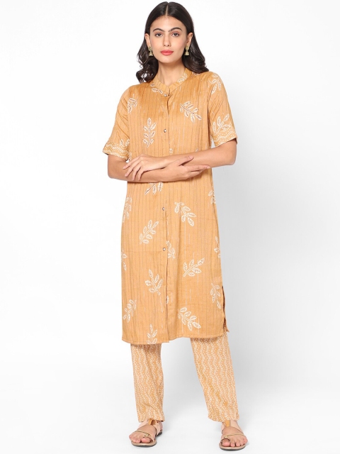 

Kiya Women Brown Ethnic Motifs Printed Kurta with Trousers