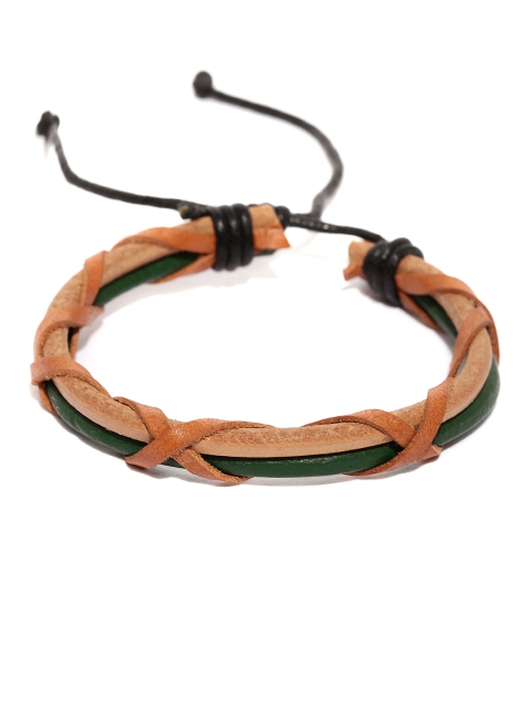 

Tipsyfly Men Green & Brown Braided Leather Bracelet