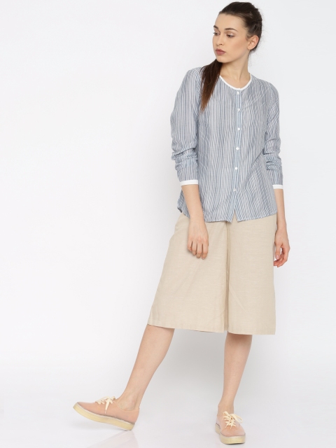 

Vero Moda White & Blue Striped Casual Shirt